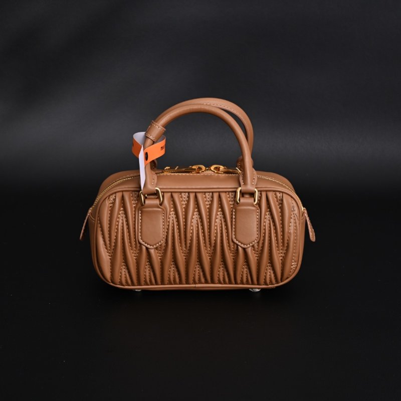 Miu Miu Matelassé Bowling Bag - Cognac view
