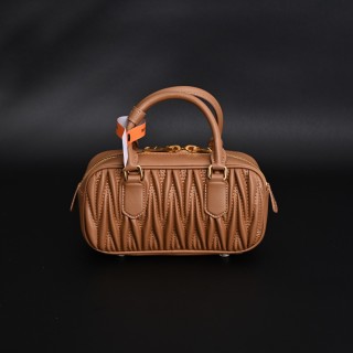 Miu Miu Matelassé Bowling Bag - Cognac view 6