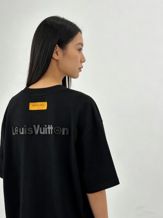 Louis Vuitton Black Logo T-Shirt with Yellow Patch