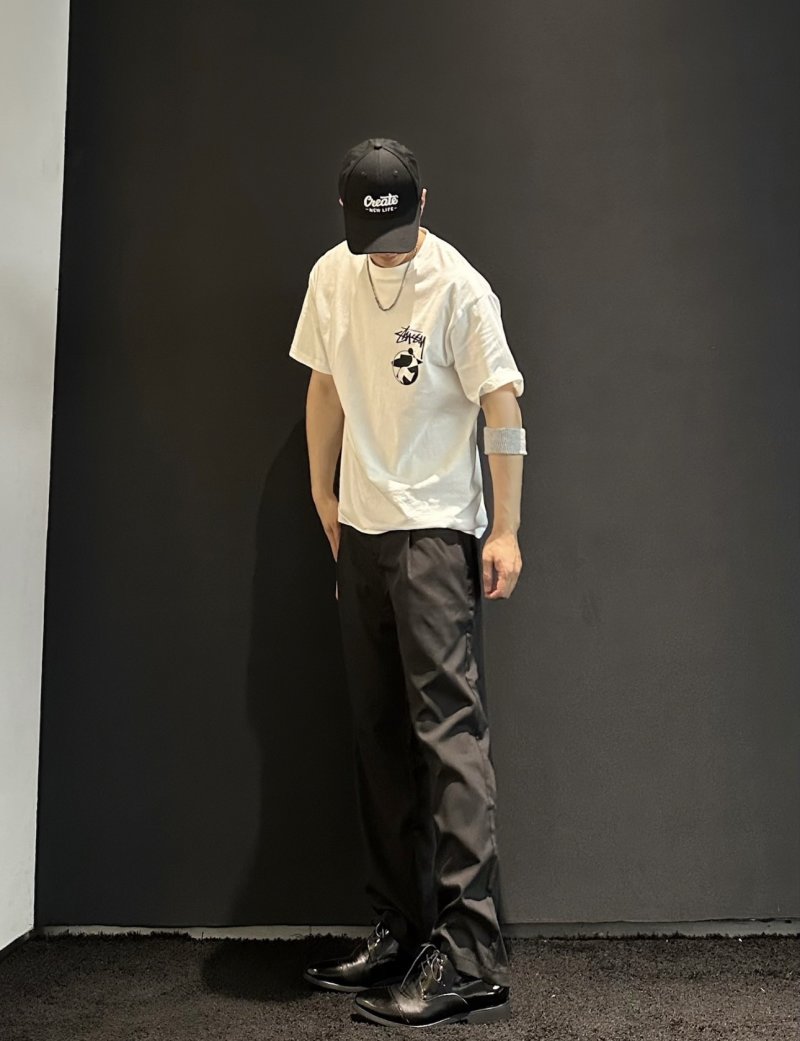 Stüssy Cream Short Sleeve T-Shirt with Logo Print