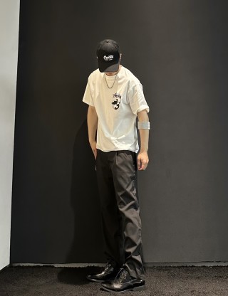 Stüssy Cream Short Sleeve T-Shirt with Logo Print