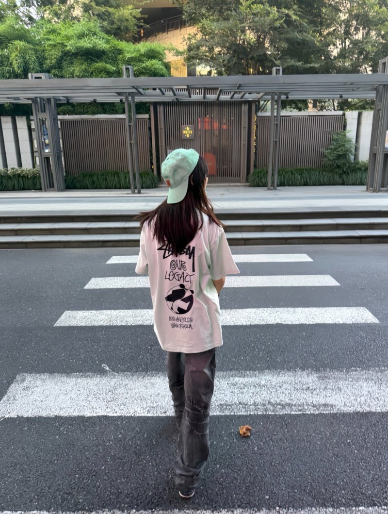 Stüssy Cream Short Sleeve T-Shirt with Logo Print view