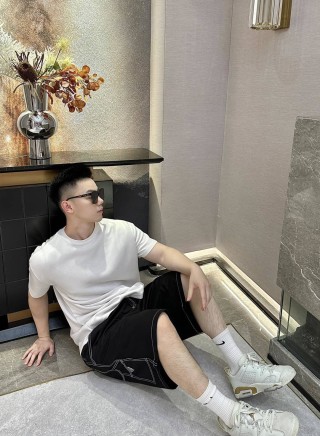 Prada Black Cargo Shorts with Contrast Stitching view 5
