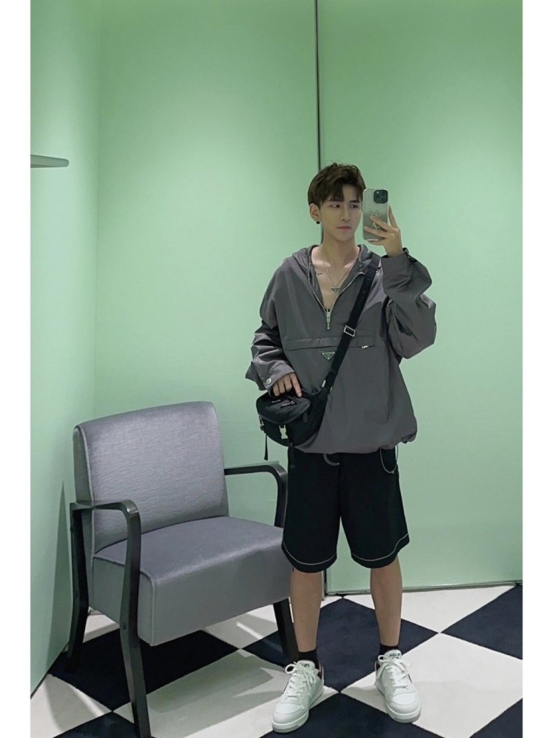 Prada Black Cargo Shorts with Contrast Stitching view