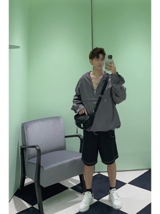 Prada Black Cargo Shorts with Contrast Stitching view 9