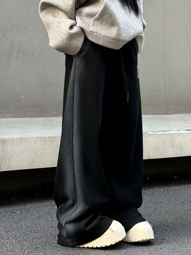 Essentials Fear of God Inspired Black Baggy Pants with '11' Embroidery view