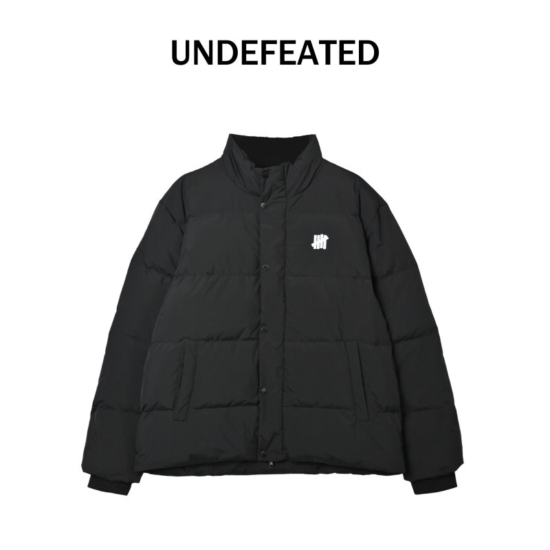 Black Puffer Down Jacket with Embroidered Logo view