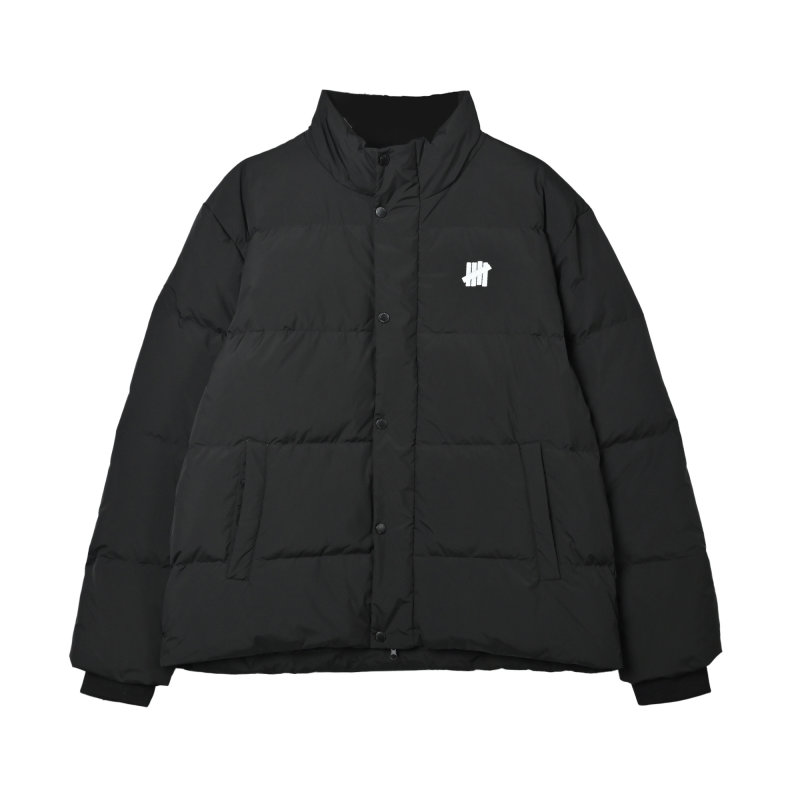 Black Puffer Down Jacket with Embroidered Logo view
