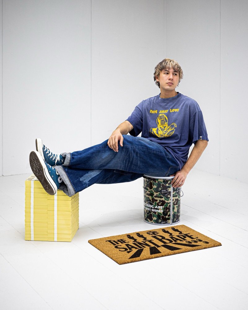 Navy Graphic Print Short Sleeve T-Shirt with Yellow Logo
