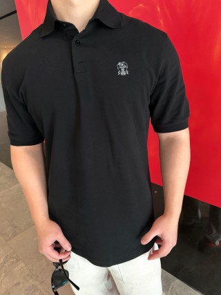 Essentials Black Short-Sleeve Polo Shirt
