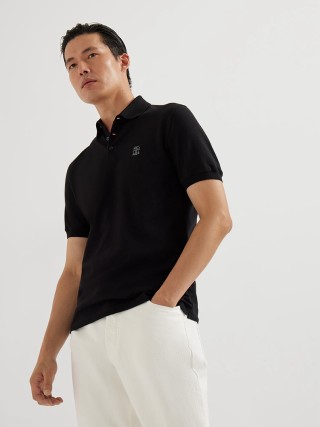 Essentials Black Short-Sleeve Polo Shirt view 9
