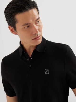 Essentials Black Short-Sleeve Polo Shirt view 10