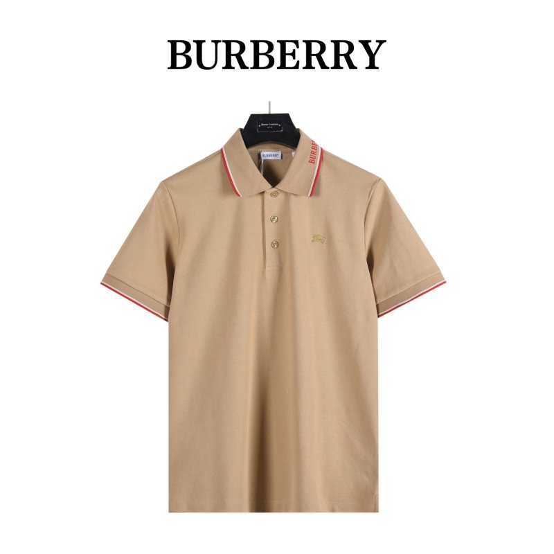 Burberry Beige Polo Shirt with Red Trim view