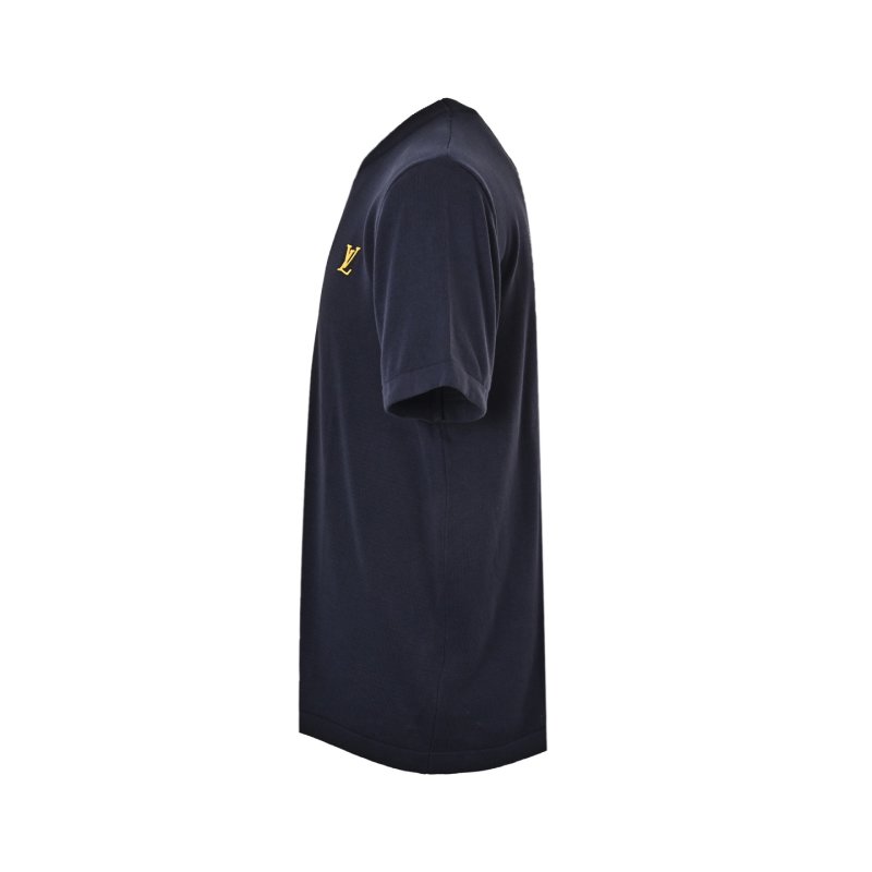 Louis Vuitton Navy Crewneck T-Shirt with Gold LV Logo view