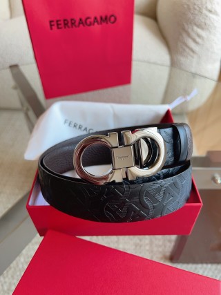 Ferragamo Black Leather Business Belt with Gancini Buckle view 4