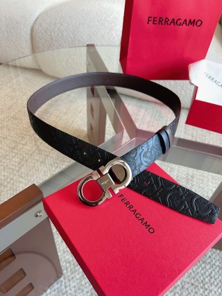 Ferragamo Black Leather Business Belt with Gancini Buckle view 5
