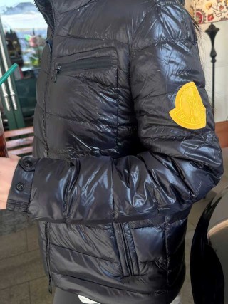 Black Quilted Puffer Down Jacket view 3