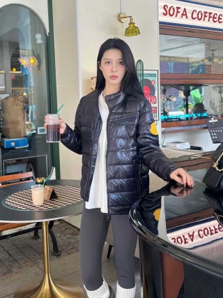 Black Quilted Puffer Down Jacket view 8