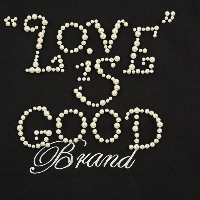 Black & Cream Varsity Bomber Jacket with Rhinestone Lettering view