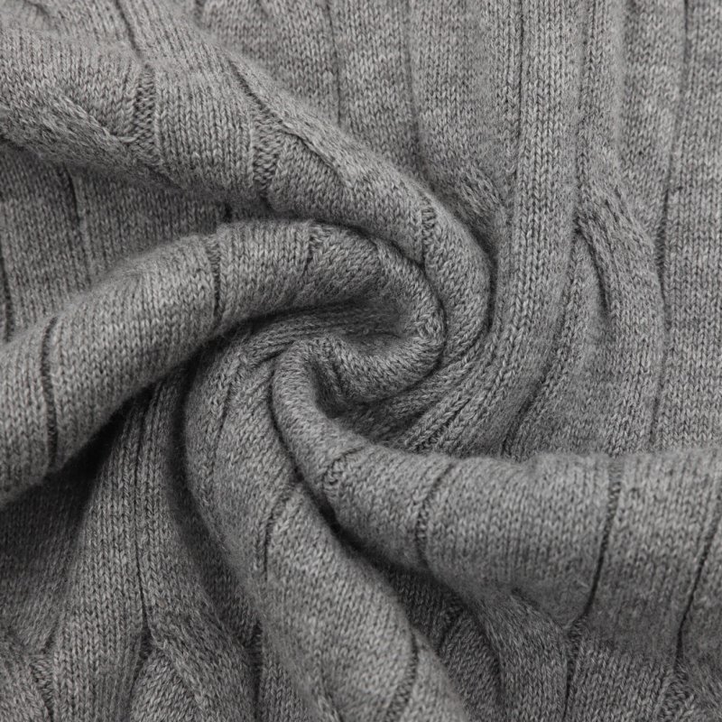 Grey Cable Knit Short-Sleeve Polo Shirt view
