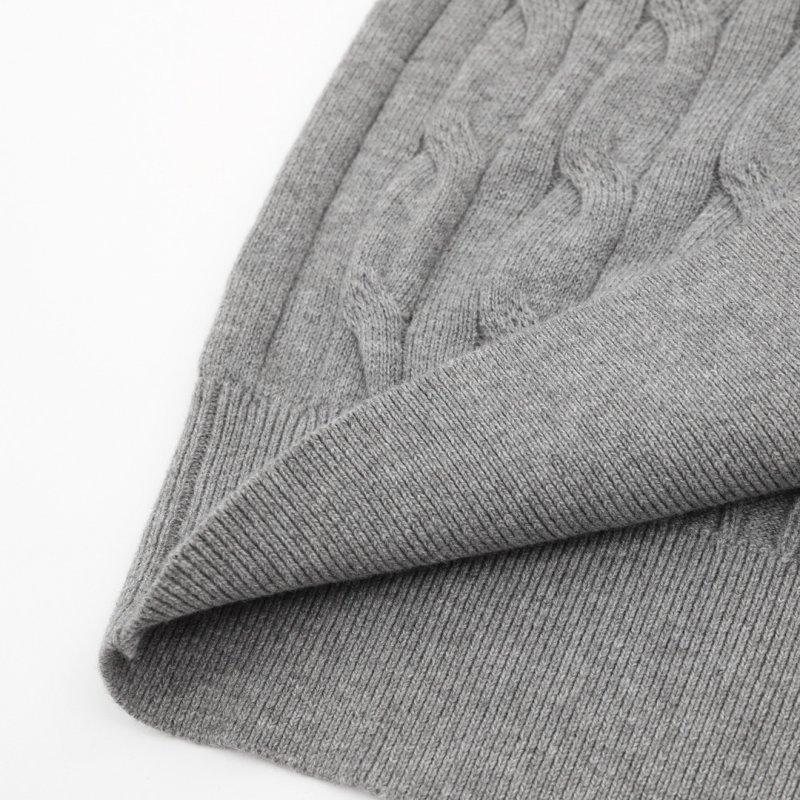 Grey Cable Knit Short-Sleeve Polo Shirt view
