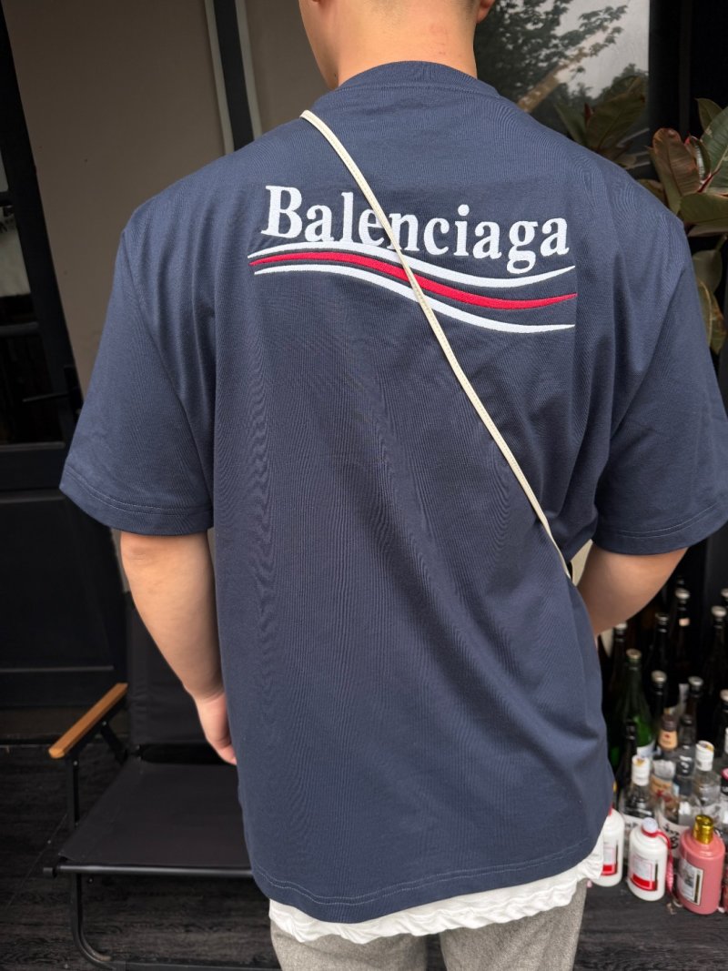 Balenciaga Navy Logo Graphic Short Sleeve T-Shirt