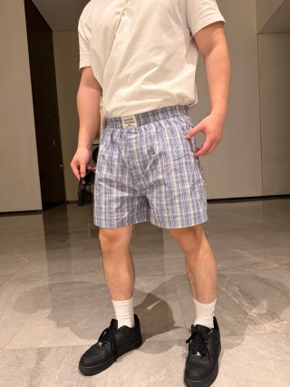 Blue & White Plaid Casual Shorts