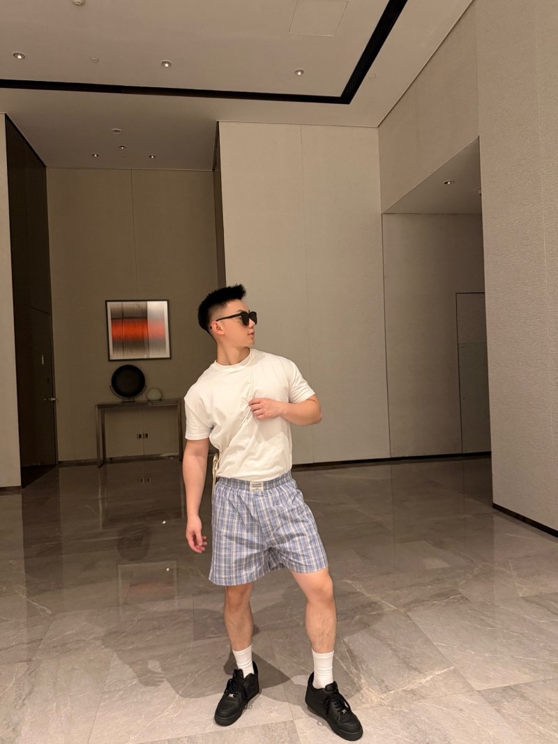 Blue & White Plaid Casual Shorts view