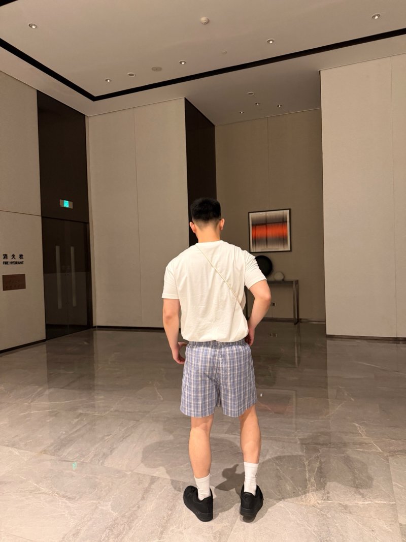 Blue & White Plaid Casual Shorts view