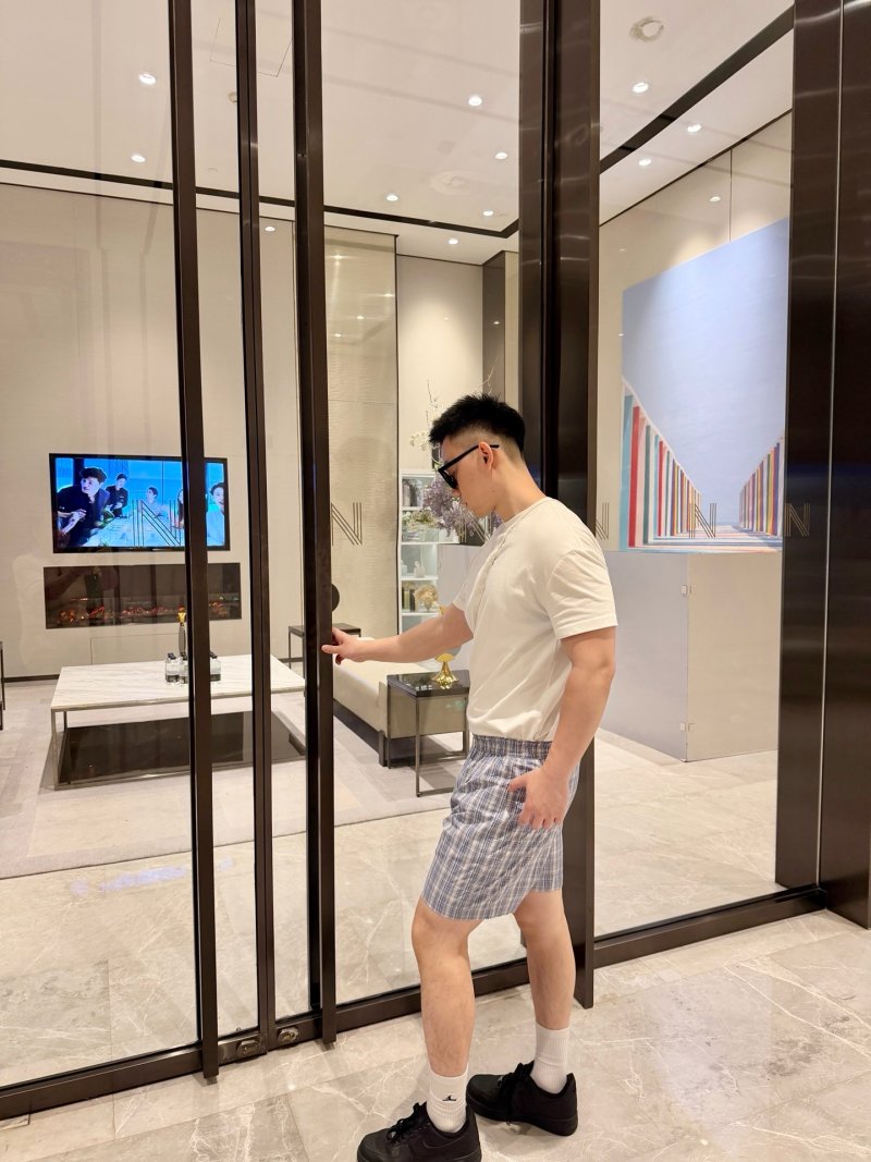 Blue & White Plaid Casual Shorts view
