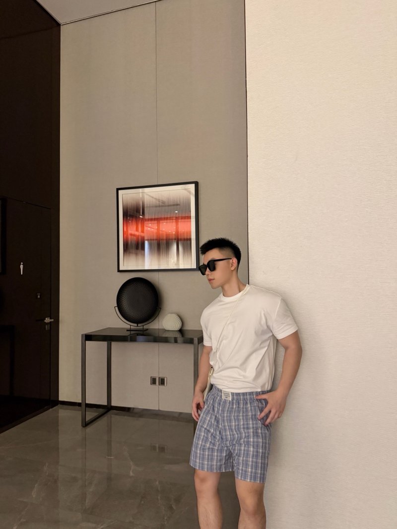 Blue & White Plaid Casual Shorts view