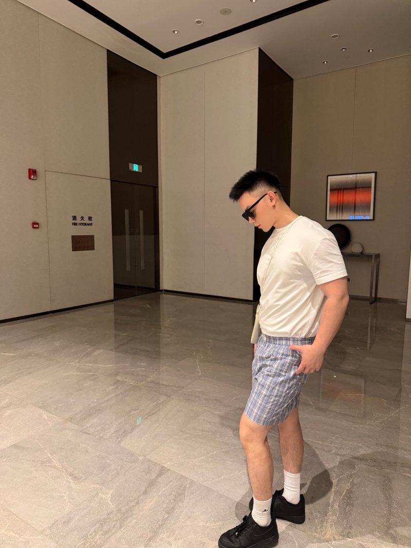 Blue & White Plaid Casual Shorts view