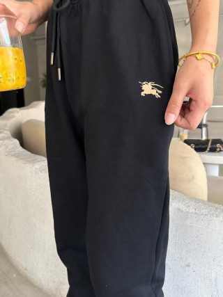 Burberry Black Jogger Pants with Embroidered Logo