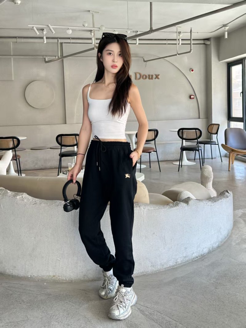 Burberry Black Jogger Pants with Embroidered Logo view