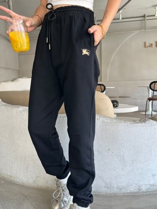 Burberry Black Jogger Pants with Embroidered Logo view 4