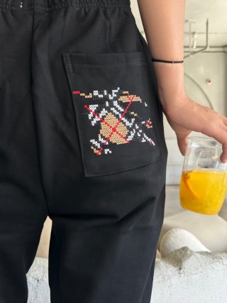 Burberry Black Jogger Pants with Embroidered Logo view 5