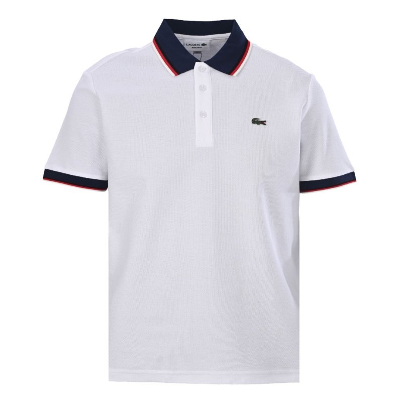 Lacoste Classic Polo Shirt White with Navy Trim view