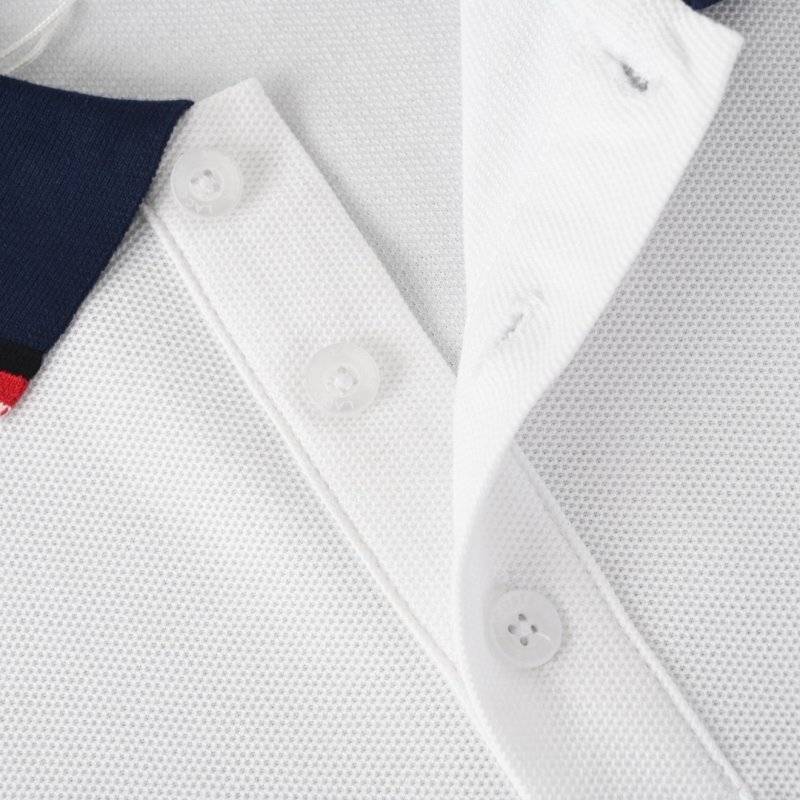 Lacoste Classic Polo Shirt White with Navy Trim view