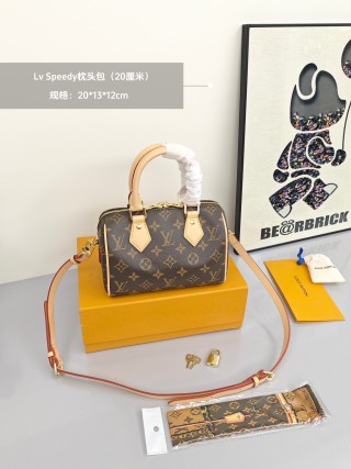 Louis Vuitton Speedy Monogram Canvas Handbag Brown