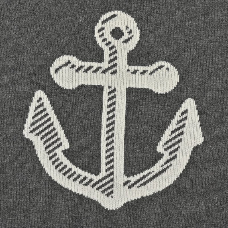 Charcoal Graphic Anchor Crew Neck Sweater with Pleated Hem view