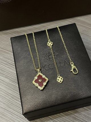 Buccellati Opera Tulle Four-Leaf Clover Gold Necklace - Red Agate view 6