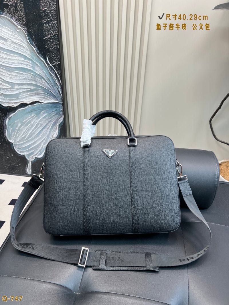 Prada Caviar Leather Briefcase Black 40cm