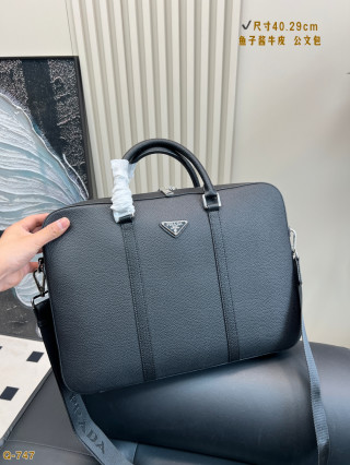 Prada Caviar Leather Briefcase Black 40cm view 4
