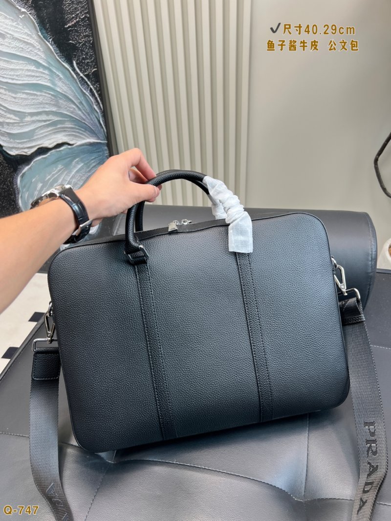 Prada Caviar Leather Briefcase Black 40cm view