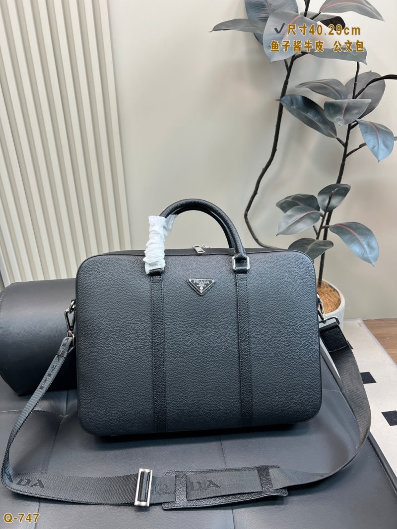 Prada Caviar Leather Briefcase Black 40cm view