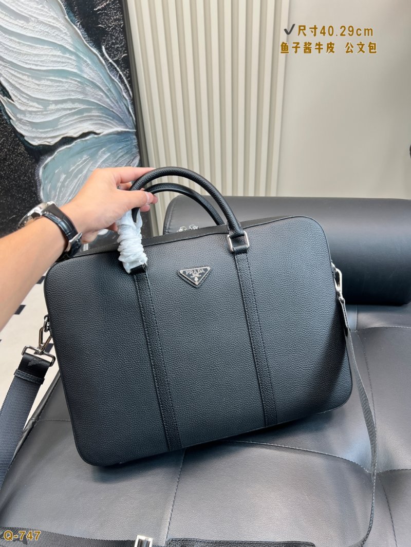 Prada Caviar Leather Briefcase Black 40cm view
