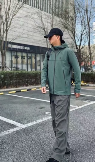 Stone Island Soft Shell Hooded Jacket Sage Green view 3