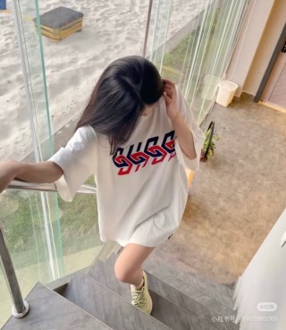 White Short Sleeve Graphic T-Shirt with Red & Navy Logo Print view 3