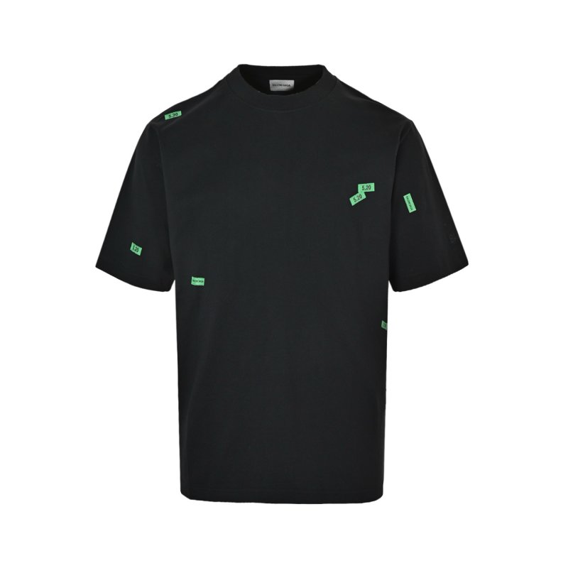 Essentials Black T-Shirt with Neon Green Logo Labels view