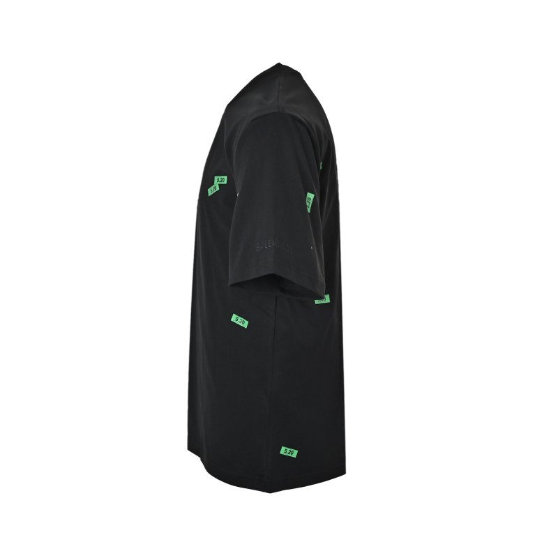 Essentials Black T-Shirt with Neon Green Logo Labels view